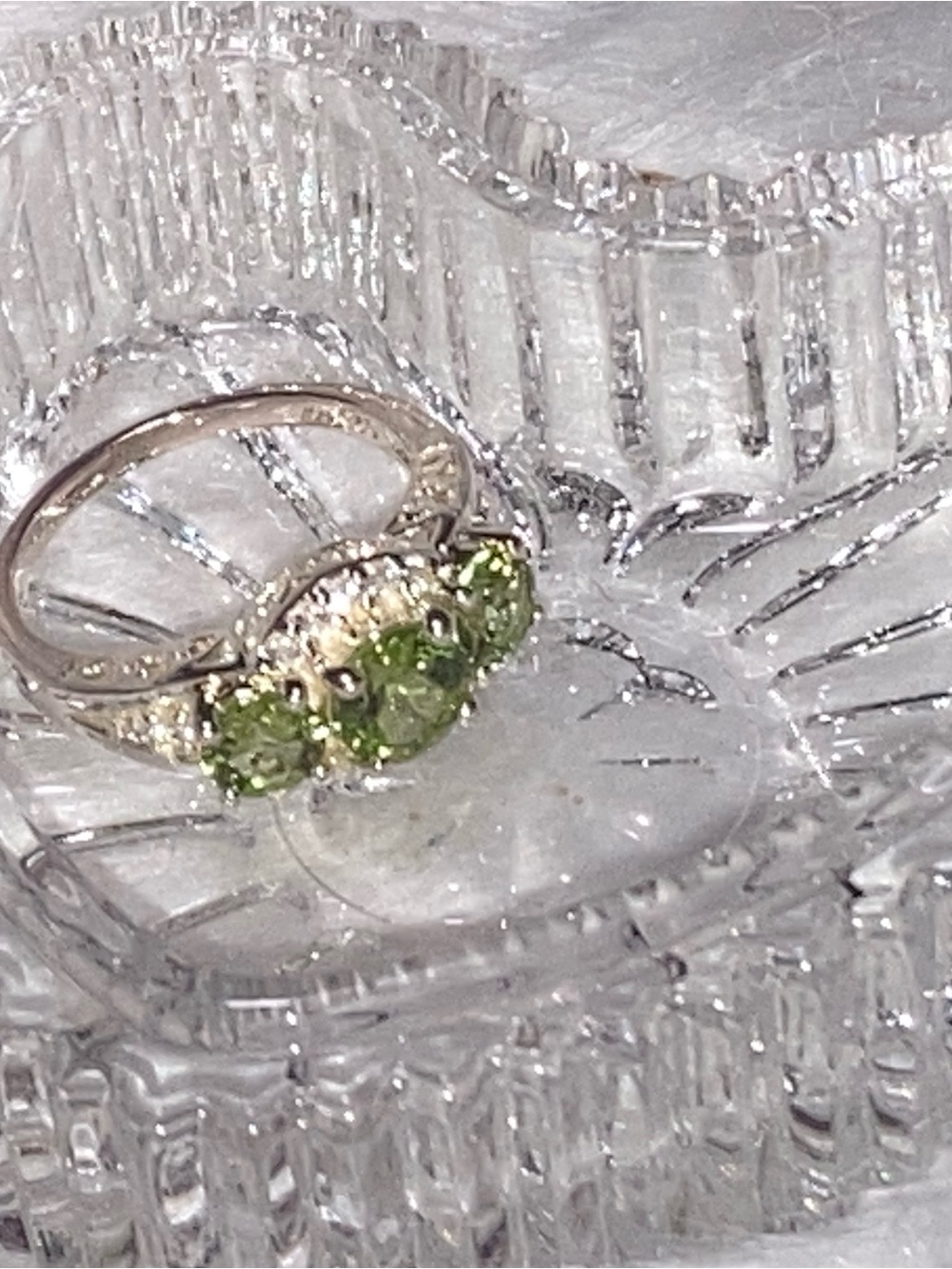 Three-Stone Peridot Ring in Sterling Silver - Green